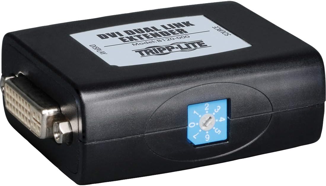 Tripp Lite DVI Extender Equalizer, Dual Link Video Repeater 2560x1600 at 60Hz (DVI F/F)(B120-000), Clear , Black