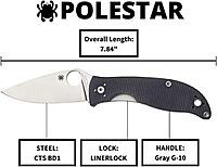 SPYDERCO Value Folding Utility Knife with CTS BD1 Stainless Steel Blade and Gray G-10 Handle, PlainEdge