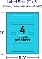 Avery Printable Rectangle Labels, Sure Feed Technology, 2" x 6", Bright Blue, Print-to-The-Edge, Laser/Inkjet Printable