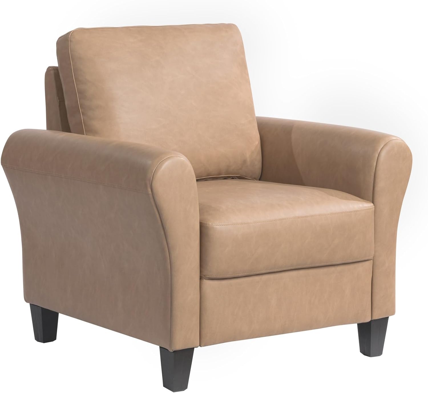 Lifestyle Solutions Winslow Faux Leather Chair With Rolled Arms, Light Brown/Black