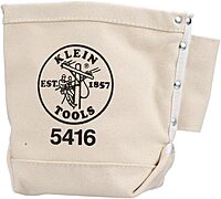 Klein Tools 5416 Tool Pouch, Small Tool Bag for Bolt Storage with Bull Pin Loops and Belt Strap Connect, 5 x 10 x 9-Inch