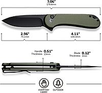 CIVIVI Elementum II Pocket Folding Knife 2.96in Blade Button Lock Deep-Carry Clip