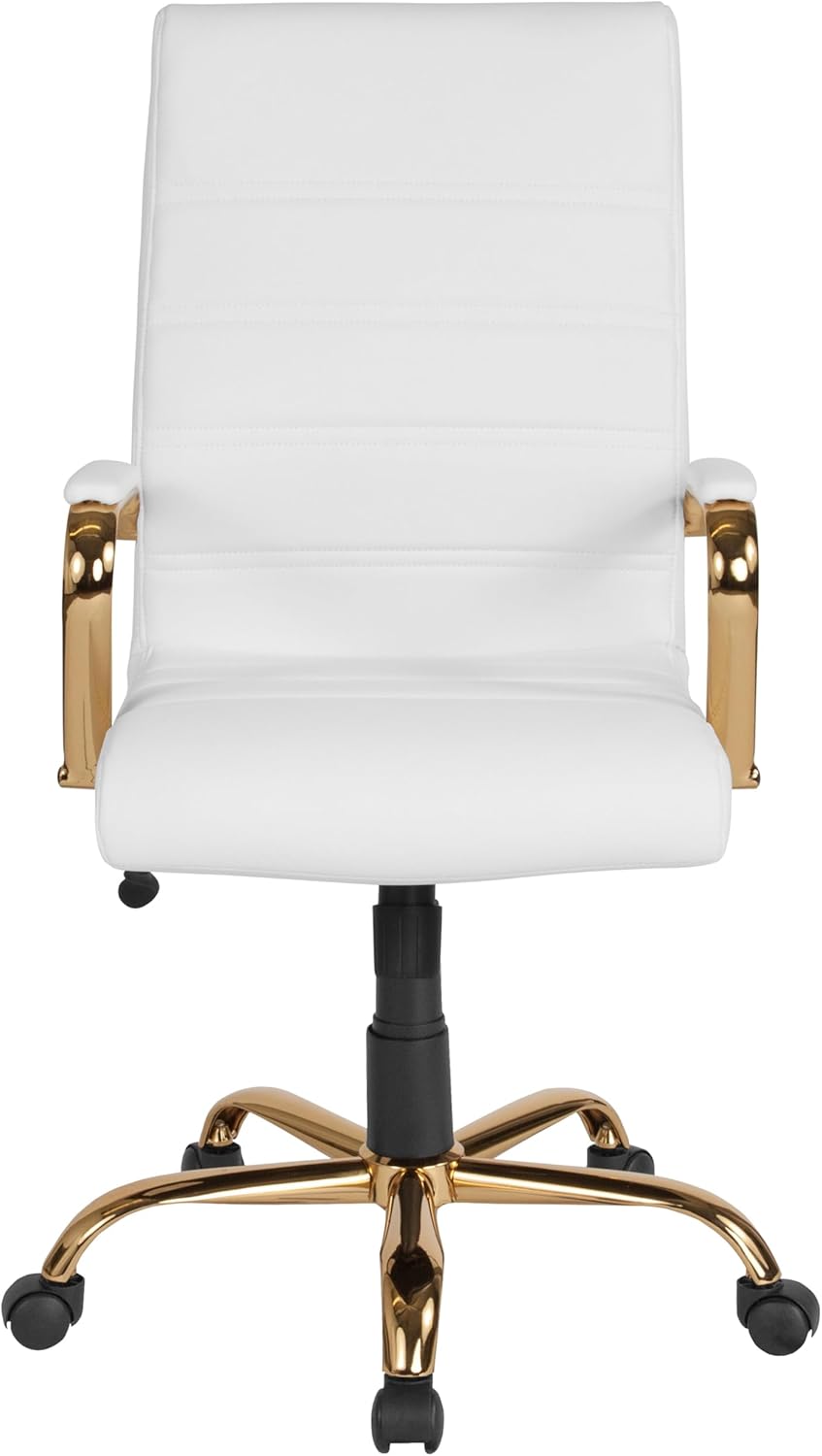 Flash Furniture Whitney Swivel LeatherSoft Desk Chair with Padded Seat and Armrests