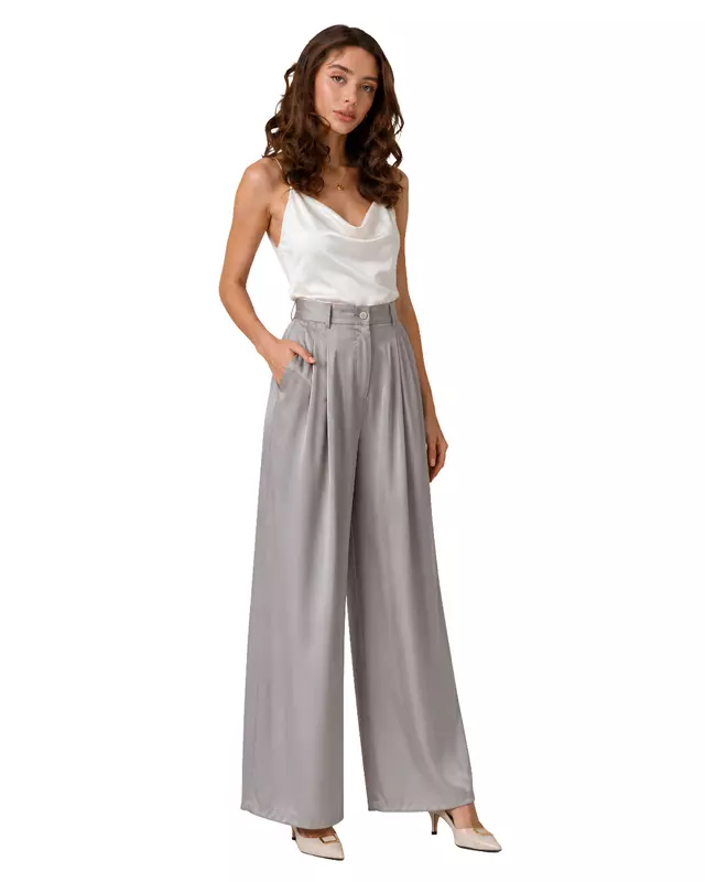 High-Waisted Wide-Leg Tailored Pants