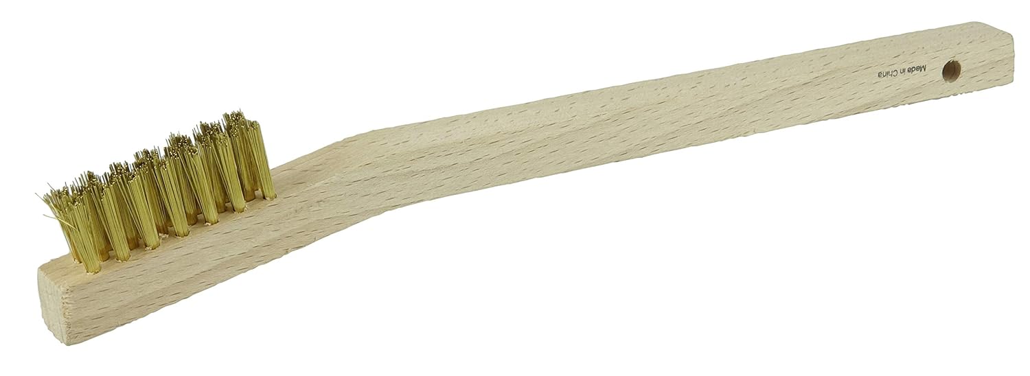 Weiler 44810 0.006" Wire Size, 7-1/2" X 1/2" Block Size, 3 X 7 No. Of Rows, Straight Brass Bristles