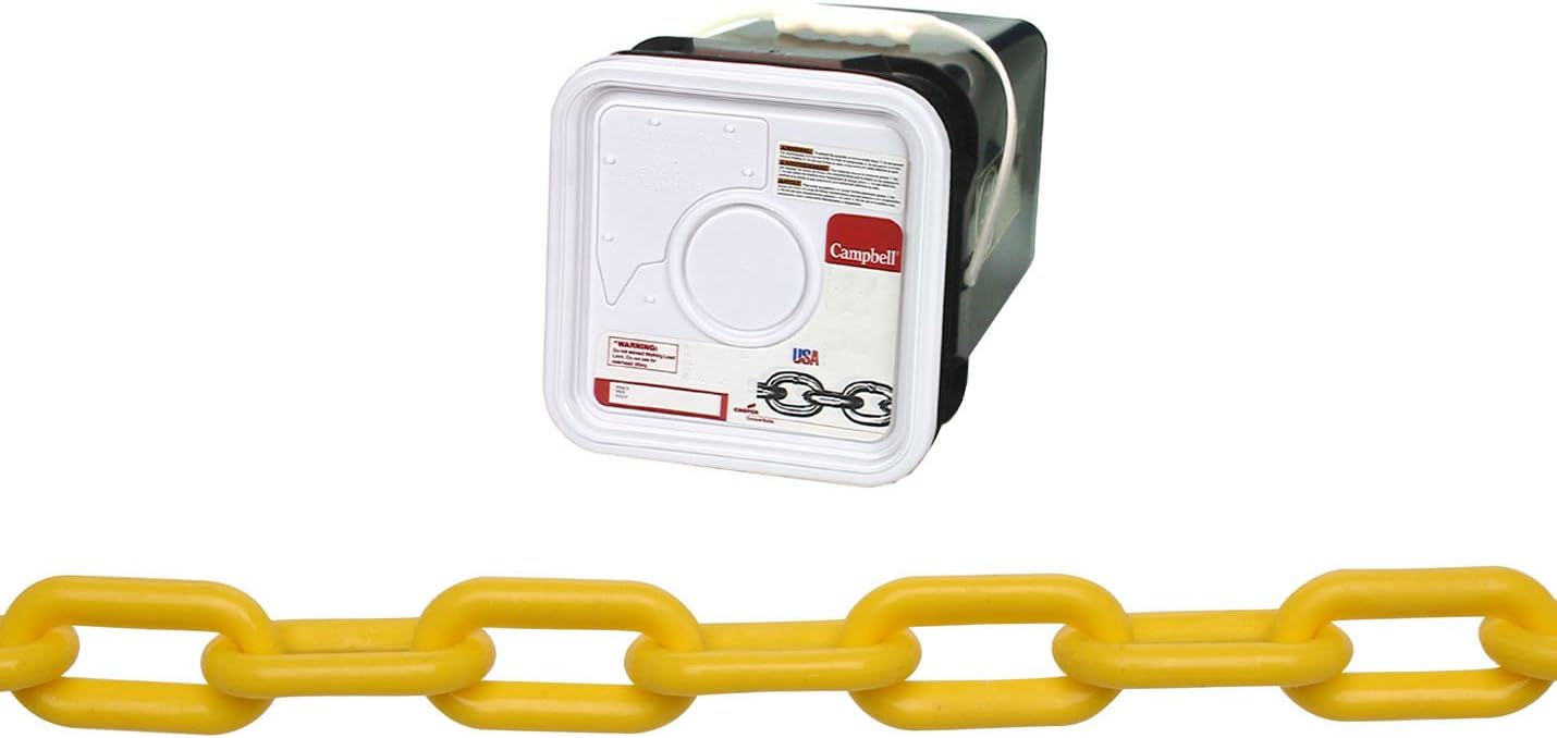 Campbell 0990836 Plastic Chain, #8 Trade, 0.29" Diameter, Yellow, 138 Feet Square Pail