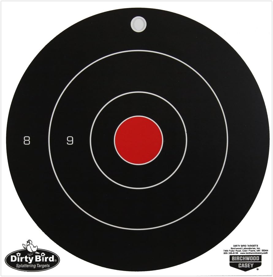 Birchwood Casey Non-Adhesive Dirty Bird Bull's-Eye Large Targets Practice Shooting for Indoor and Outdoor Use 8" Round 25pk