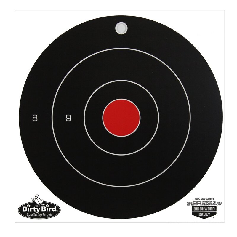 Birchwood Casey Non-Adhesive Dirty Bird Bull's-Eye Large Targets Practice Shooting for Indoor and Outdoor Use 8" Round 25pk