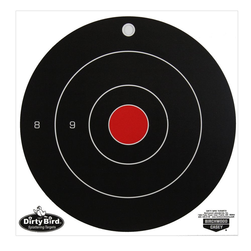 Birchwood Casey Non-Adhesive Dirty Bird Bull's-Eye Large Targets Practice Shooting for Indoor and Outdoor Use 8" Round 25pk