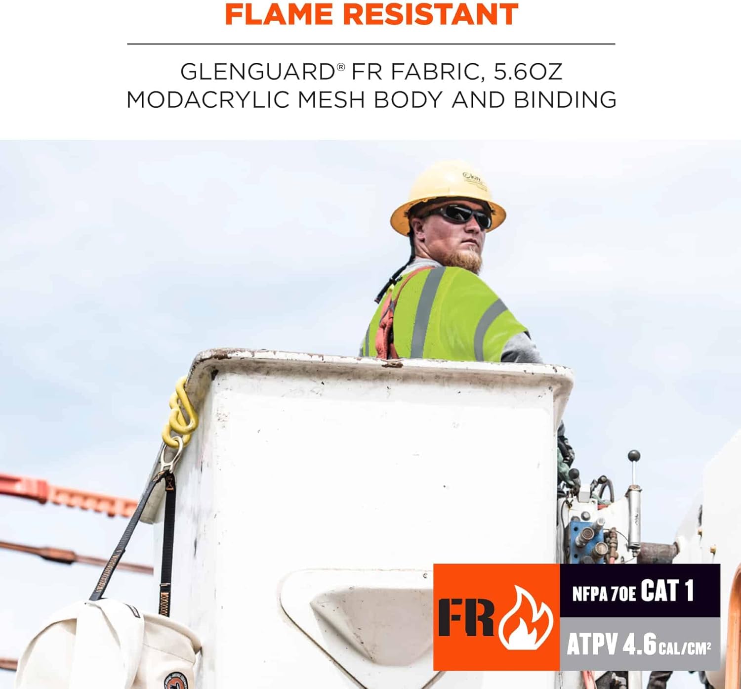 ERGODYNE GloWear 8356FRHL Class 3 Flame-Resistant High-Visibility Safety Vest