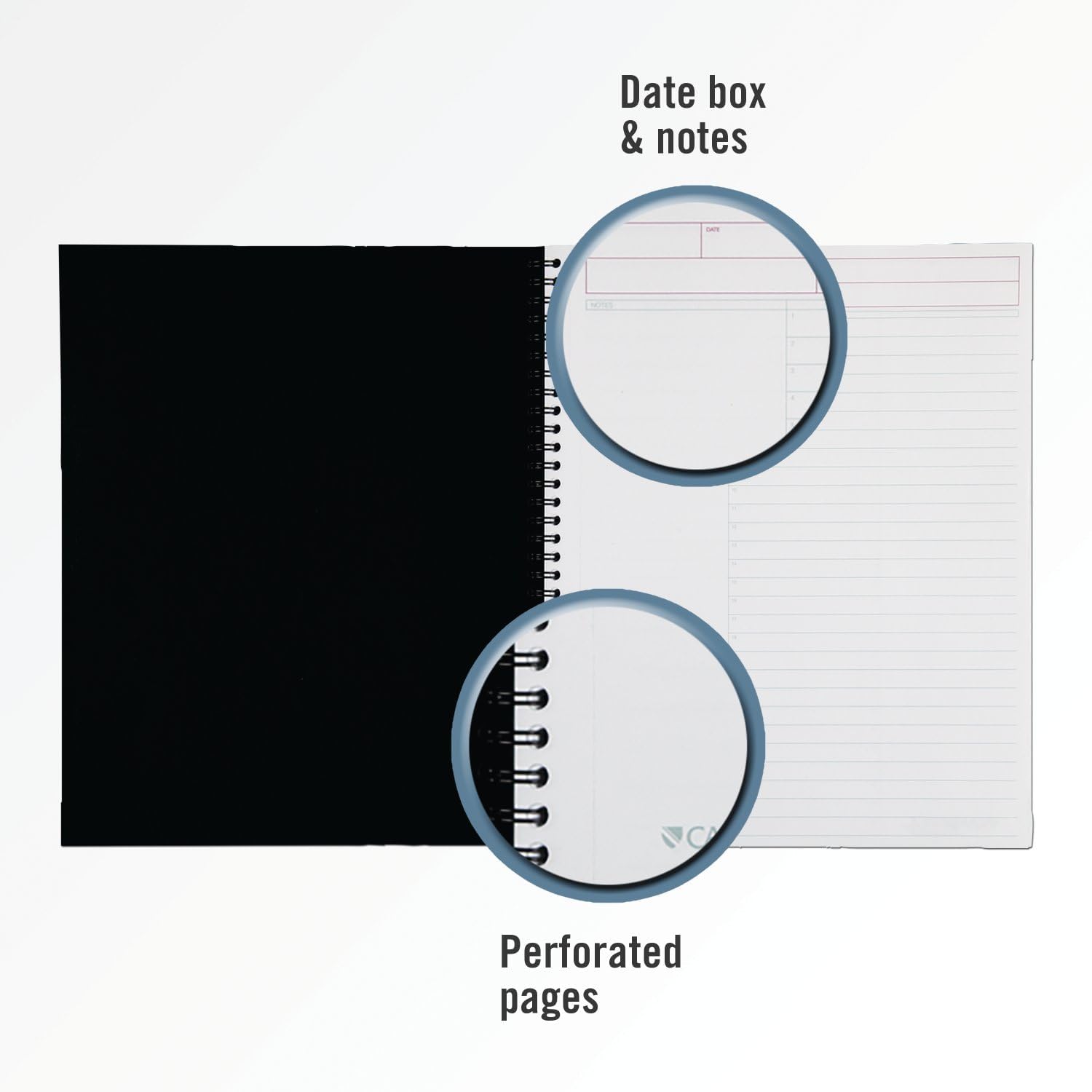 Cambridge Notebook, Business Notebook, 8-1/4" x 11", 80 Sheets, Ruled, Action Planner, Flexible Cover, Wirebound