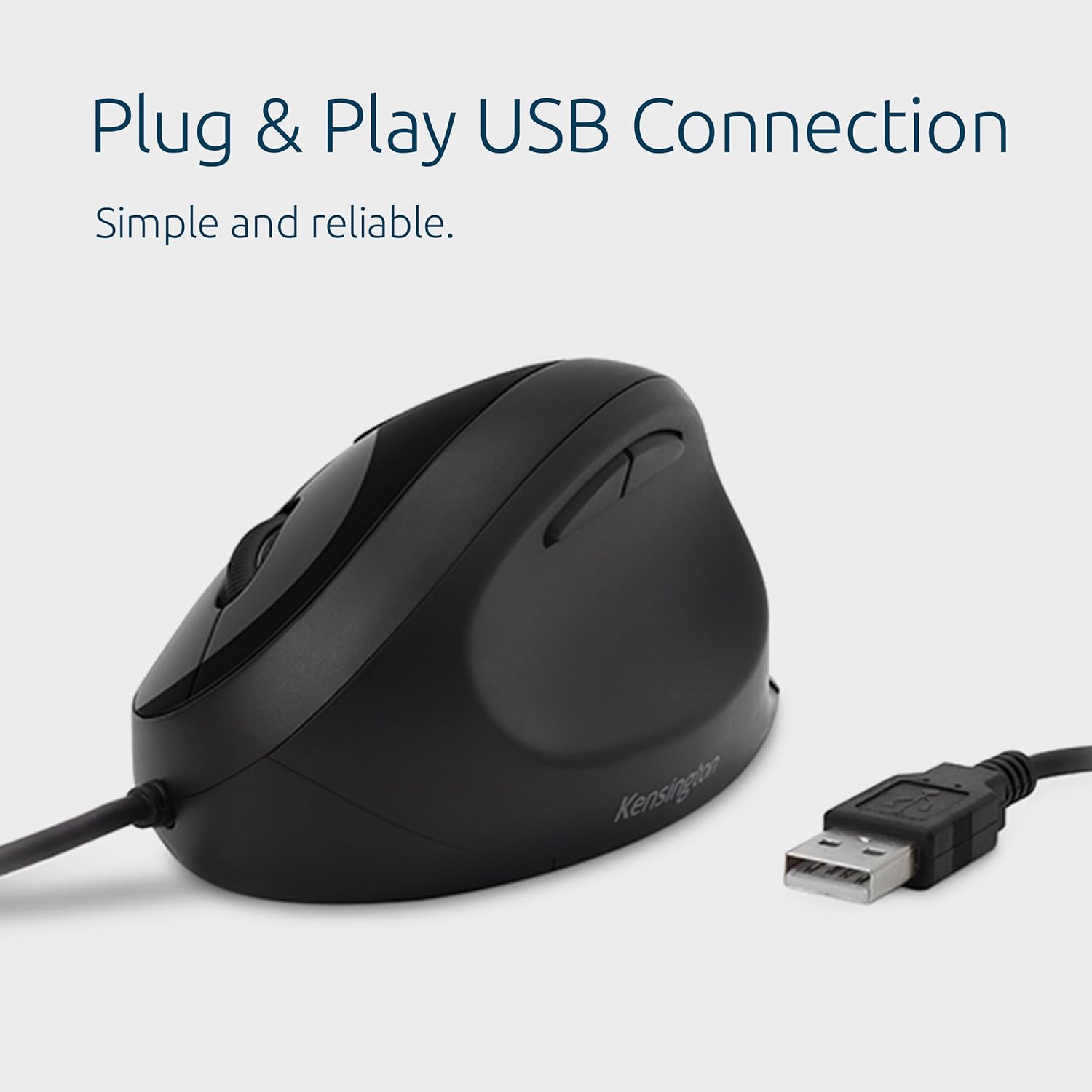 Kensington Pro Fit Ergo Wired Mouse - Cable - Black - USB - 3200 dpi - 5 Button(s)