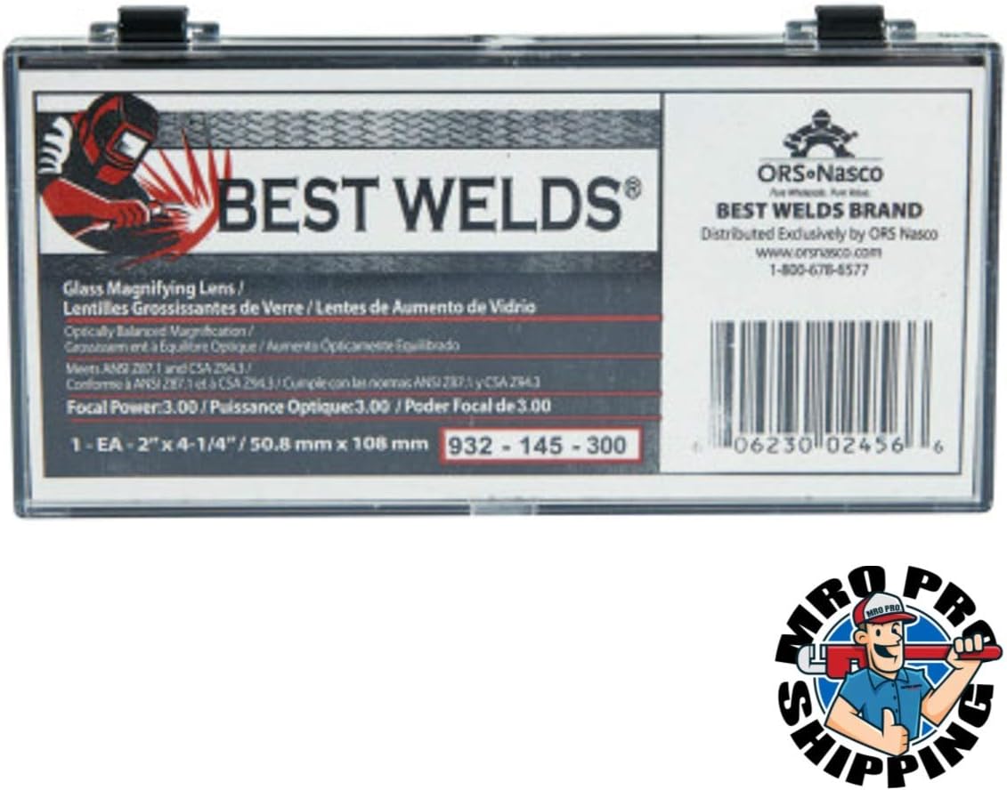 BEST WELDS 901-932-145-300 - 2" Glass Magnifier Plate, 2" x 4.25" 3 Diopter, Clear