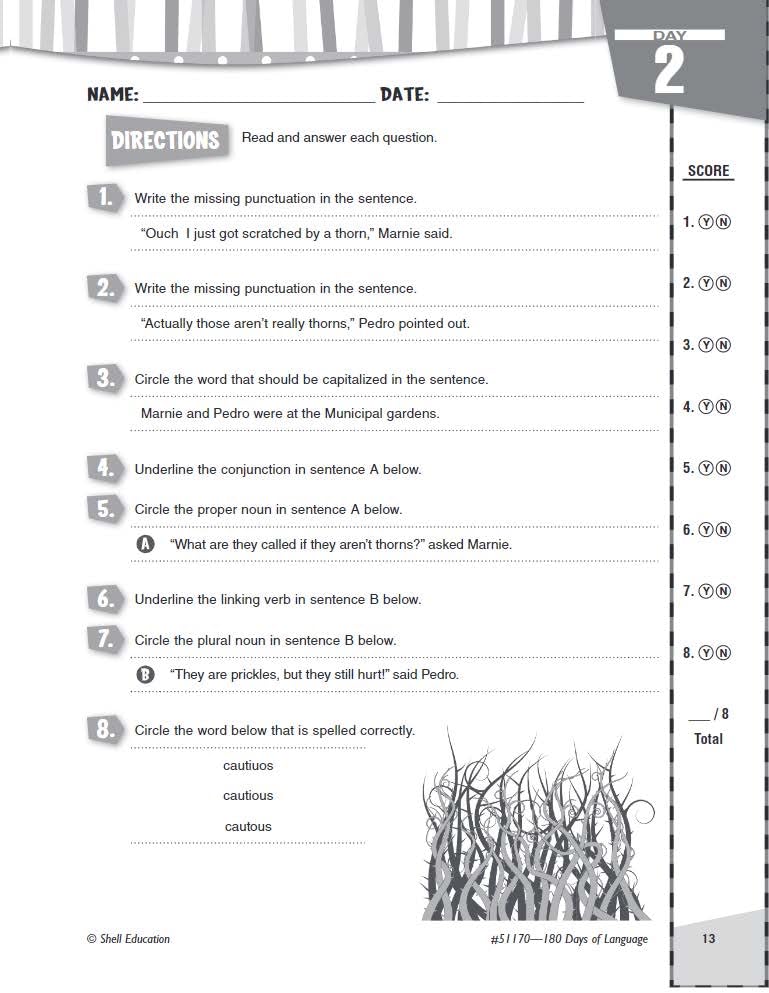 Shell Education 180 Days of Language for Fifth Grade (180 Days of Practice)