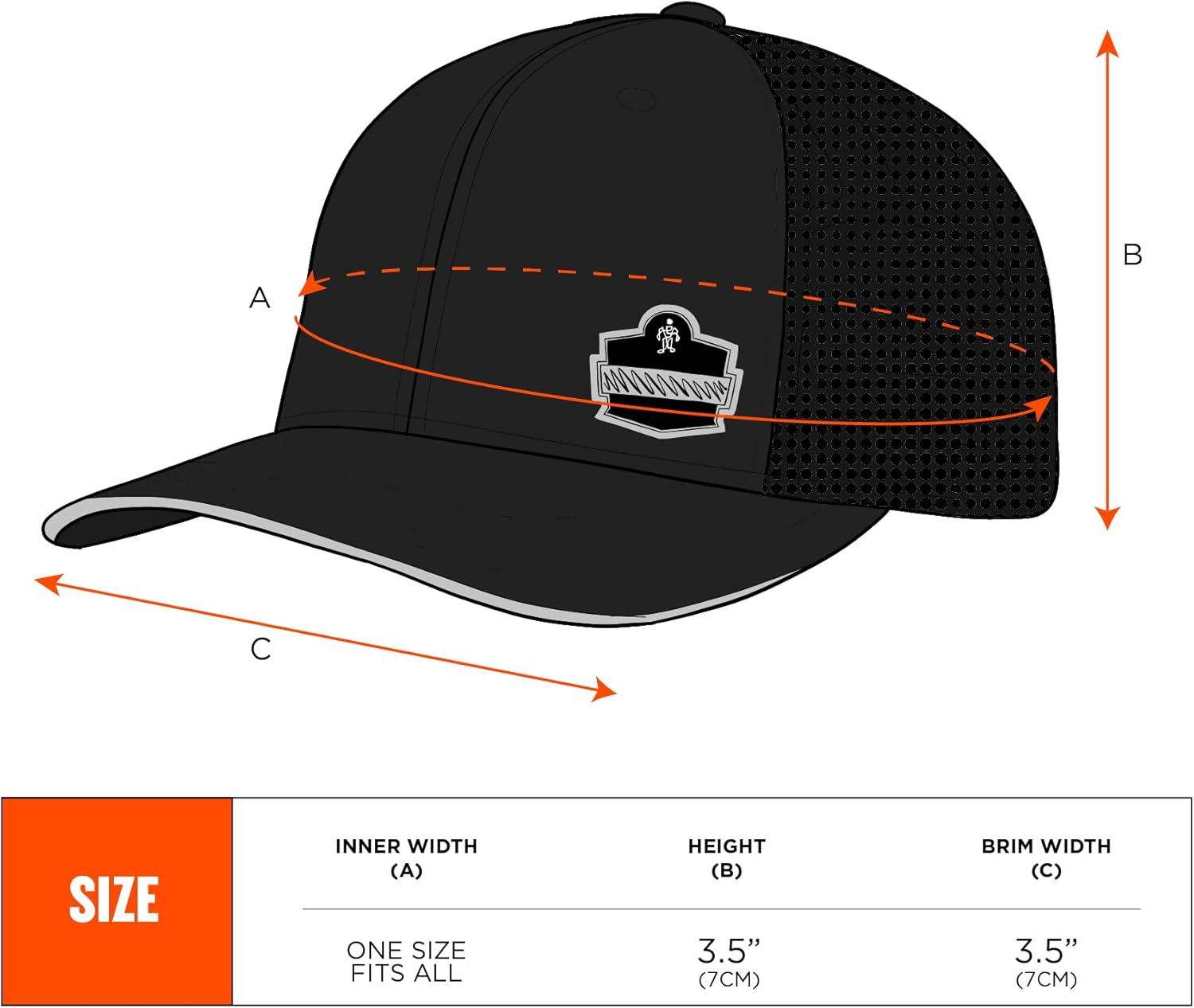 Ergodyne Standard Performance Cooling Baseball Hat, Black