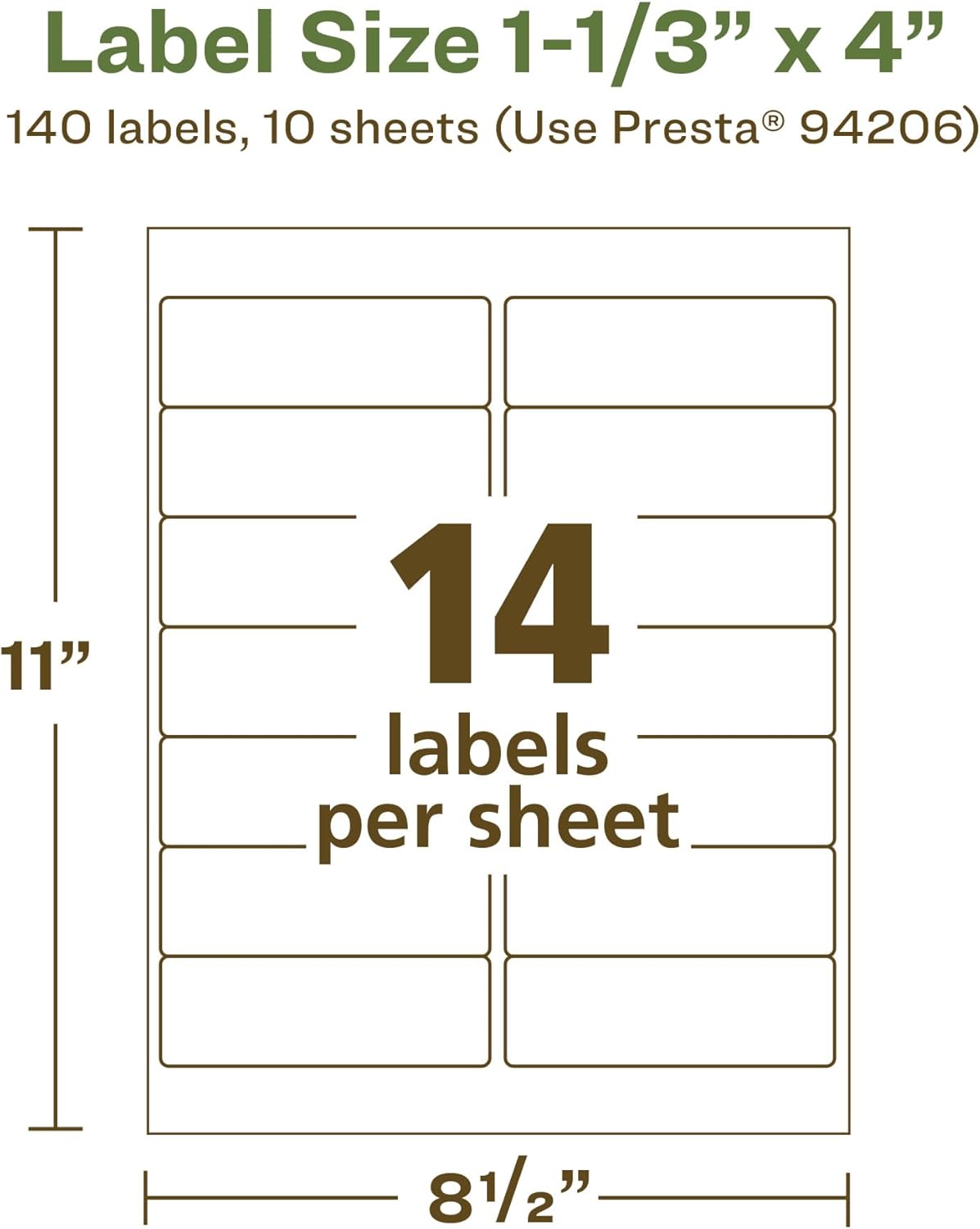 Avery EcoFriendly Matte White Recycled Rectangle Labels, 1-1/3" x 4", Matte White Labels, Permanent Adhesive, Laser/Inkjet Printable, 140 Total 140 labels