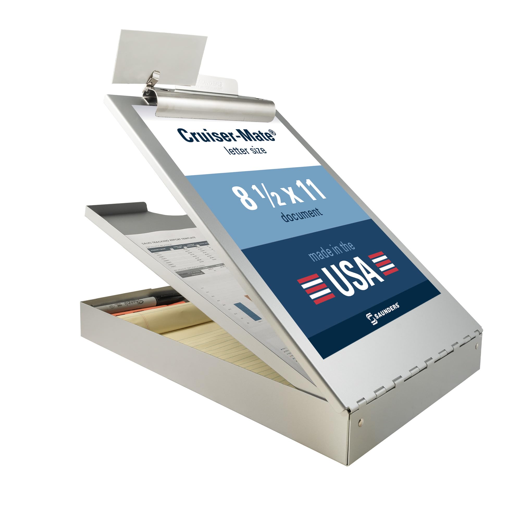 SAUNDERS Cruiser-Mate Aluminum Storage Clipboard with Dual Compartments