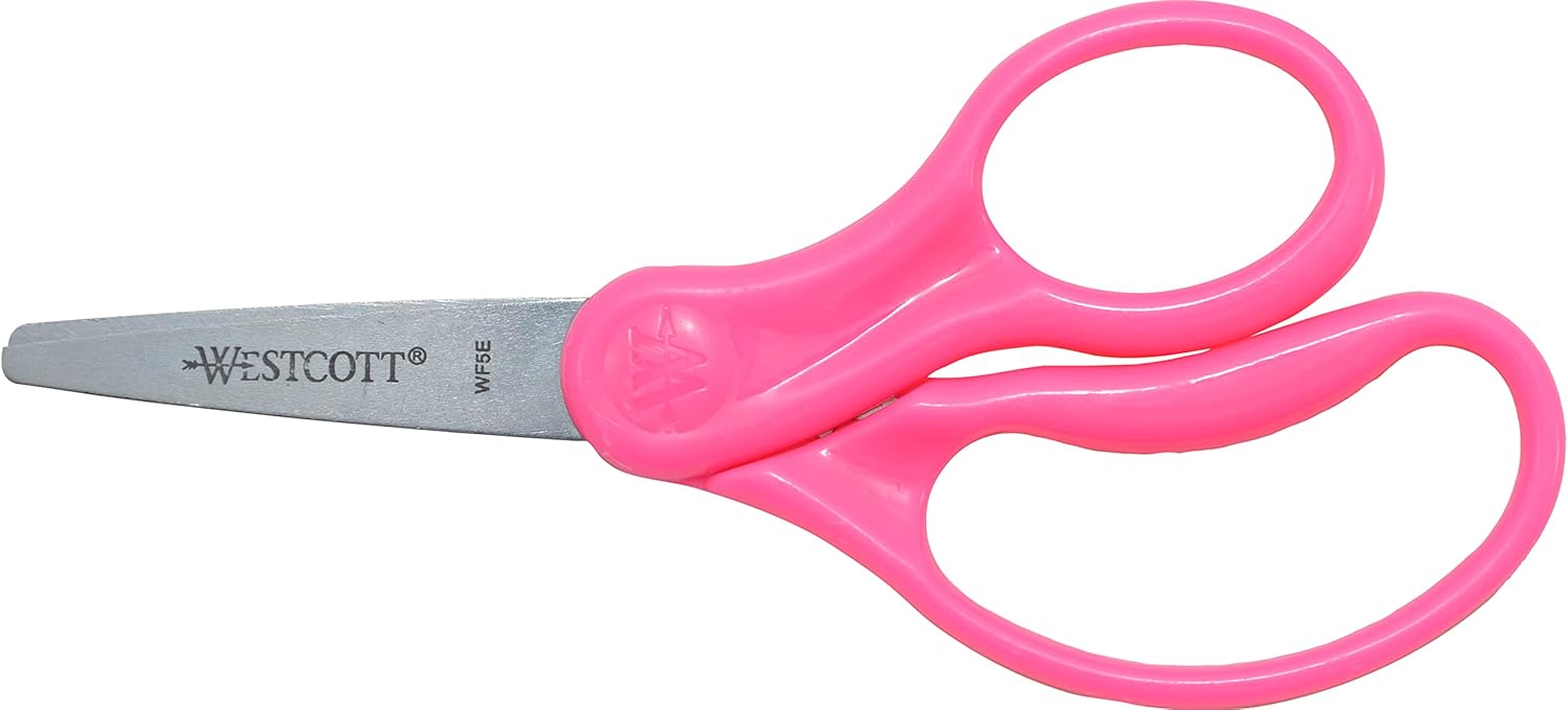 WESTCOTT 5-inch Pointed Kids Scissors, Molded Ambidextrous Handles, Stainless Steel