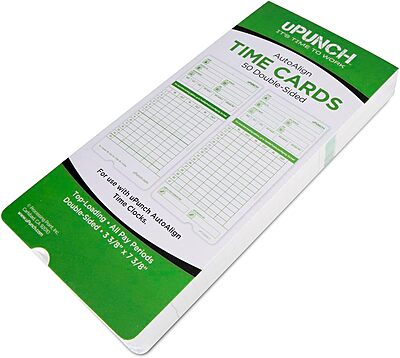 uPunch All Pay Periods Time Cards, 2-Sided, 3.5in x 7.5in, Green