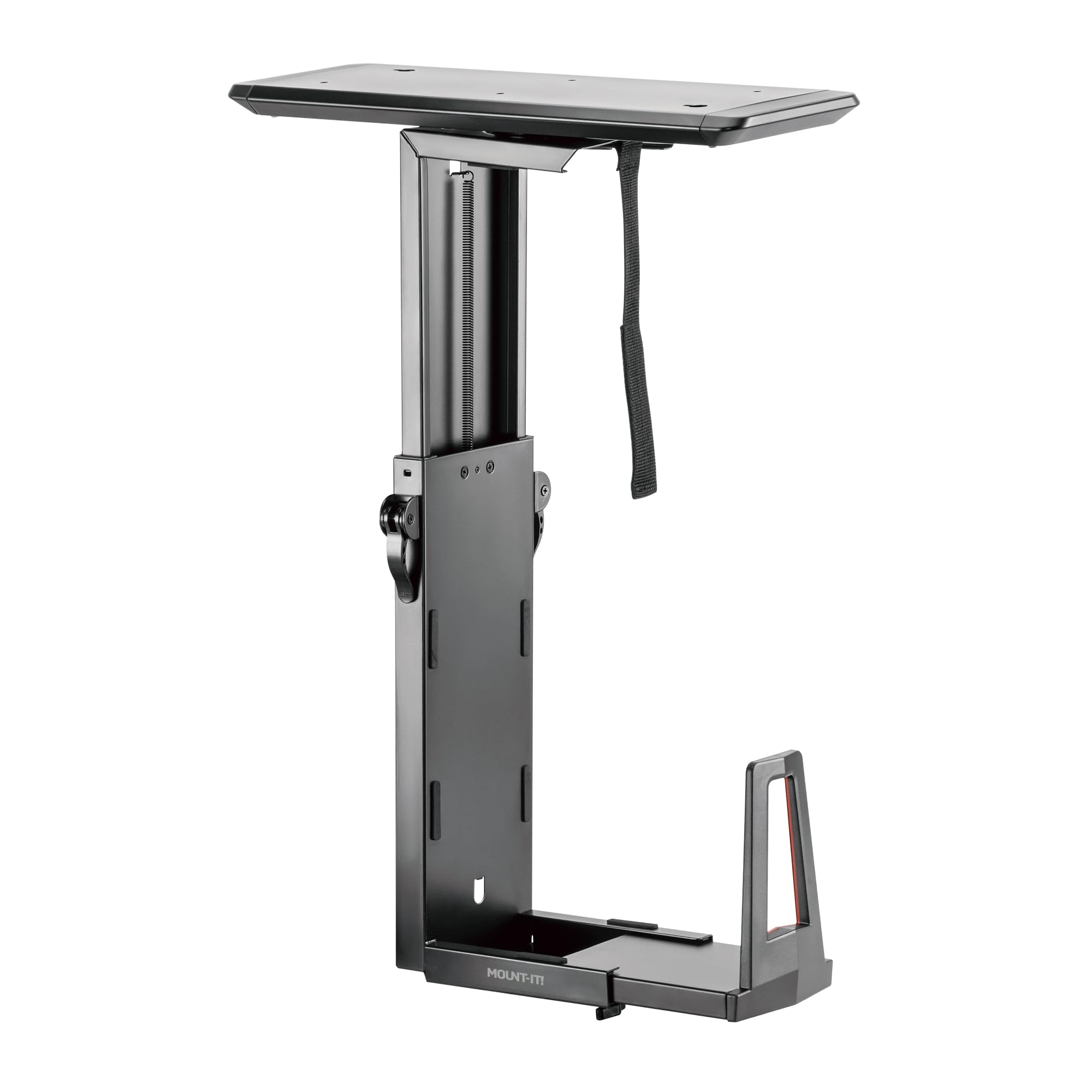 Mount-It! CPU Under Desk Mount Bracket Rack, Adjustable Computer Tower Desk Mount with Sliding Track, 33 lbs Capacity, Black