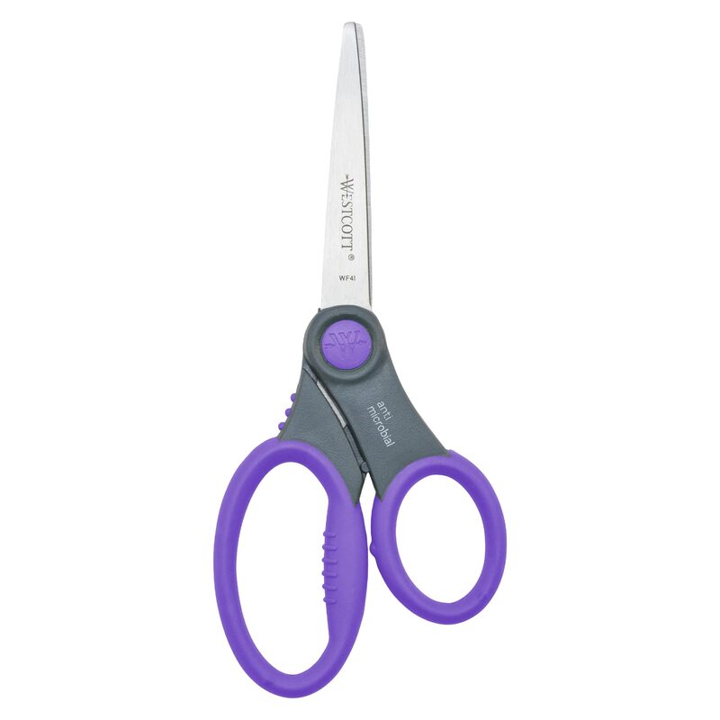 Westcott Student Scissors with Anti-Microbial Protection, 7in, Pointed, Assorted Colors