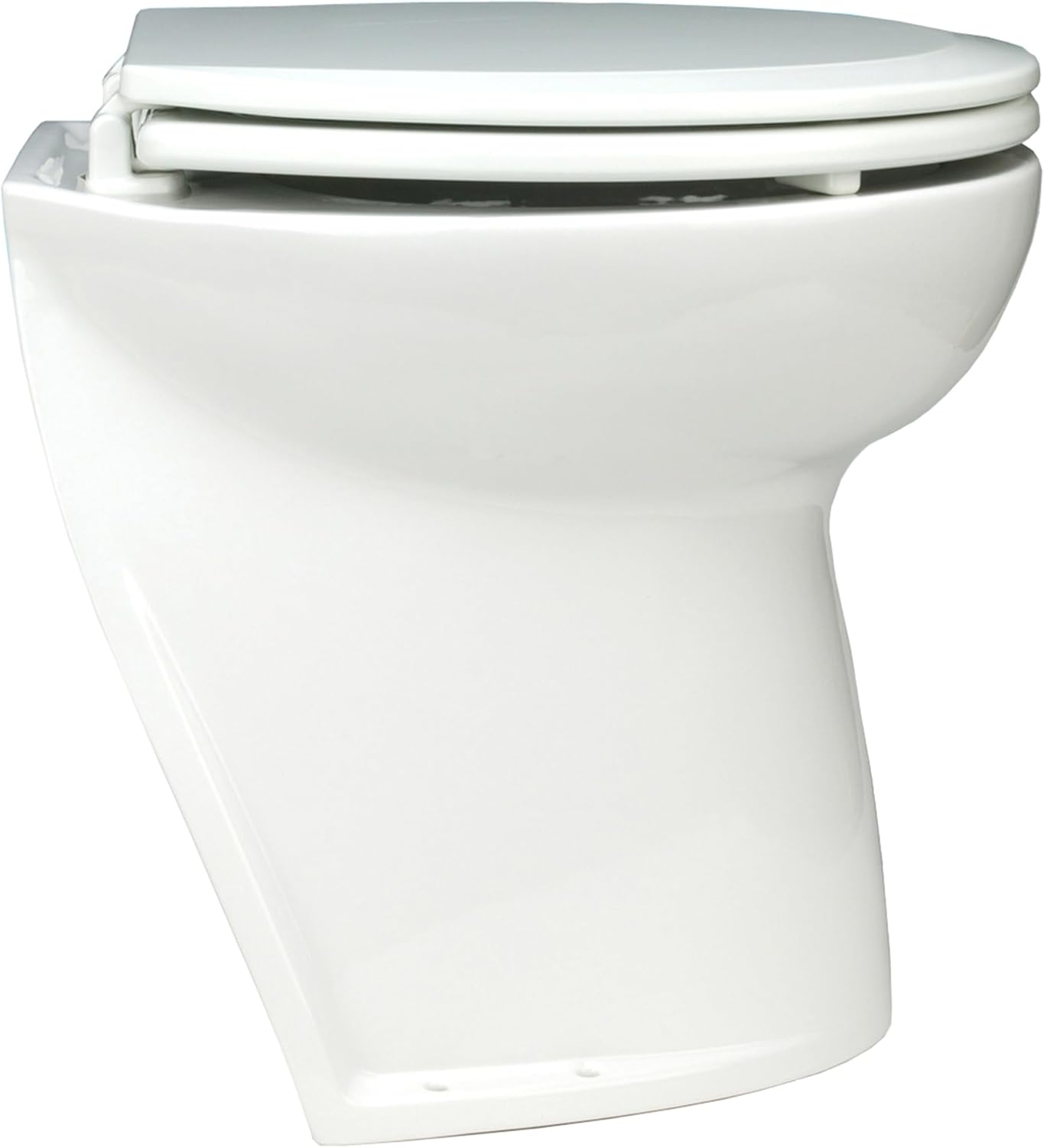 Jabsco Deluxe Flush 17" Angled Back 12V Raw Water Electric Marine Toilet w/Remote Rinse Pump & Soft Close Lid