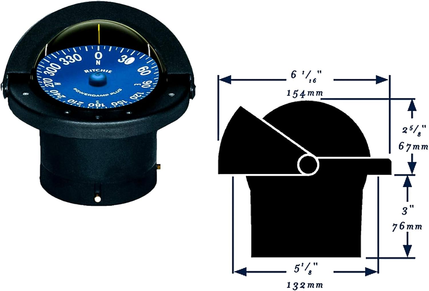 Ritchie SS-2000 SuperSport Compass, Flush Mount, 4.5" Dial, Black