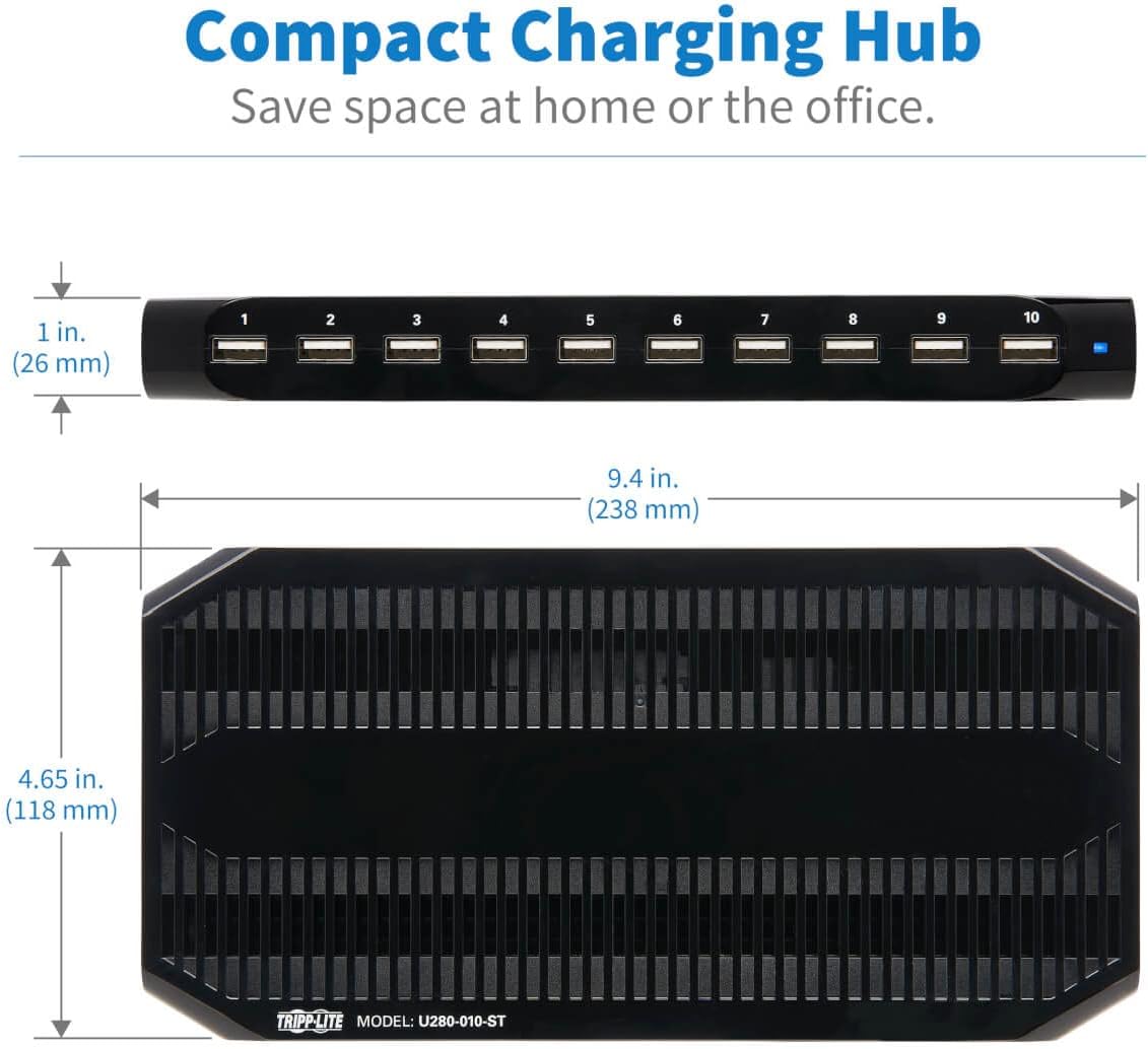 TRIPP LITE USB Charging Station with Storage and Adjustable Brackets