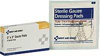 First Aid Only Gauze Pads, 3in x 3in, White, Pack Of 4 Pads