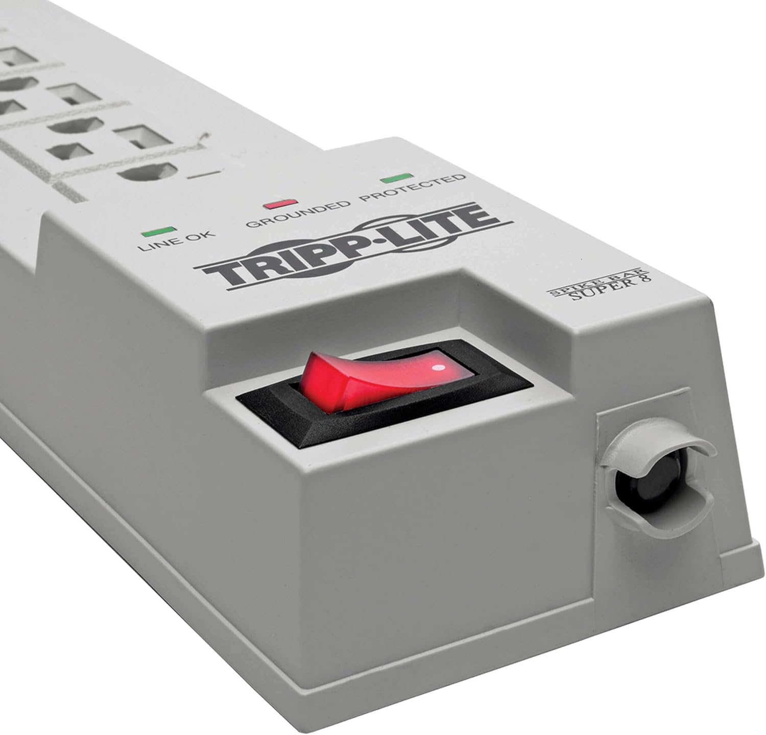 Tripp Lite 8 Outlet Surge Protector Power Strip, 8ft Cord, Right Angle Plug, $35,000 INSURANCE (SK6-6)