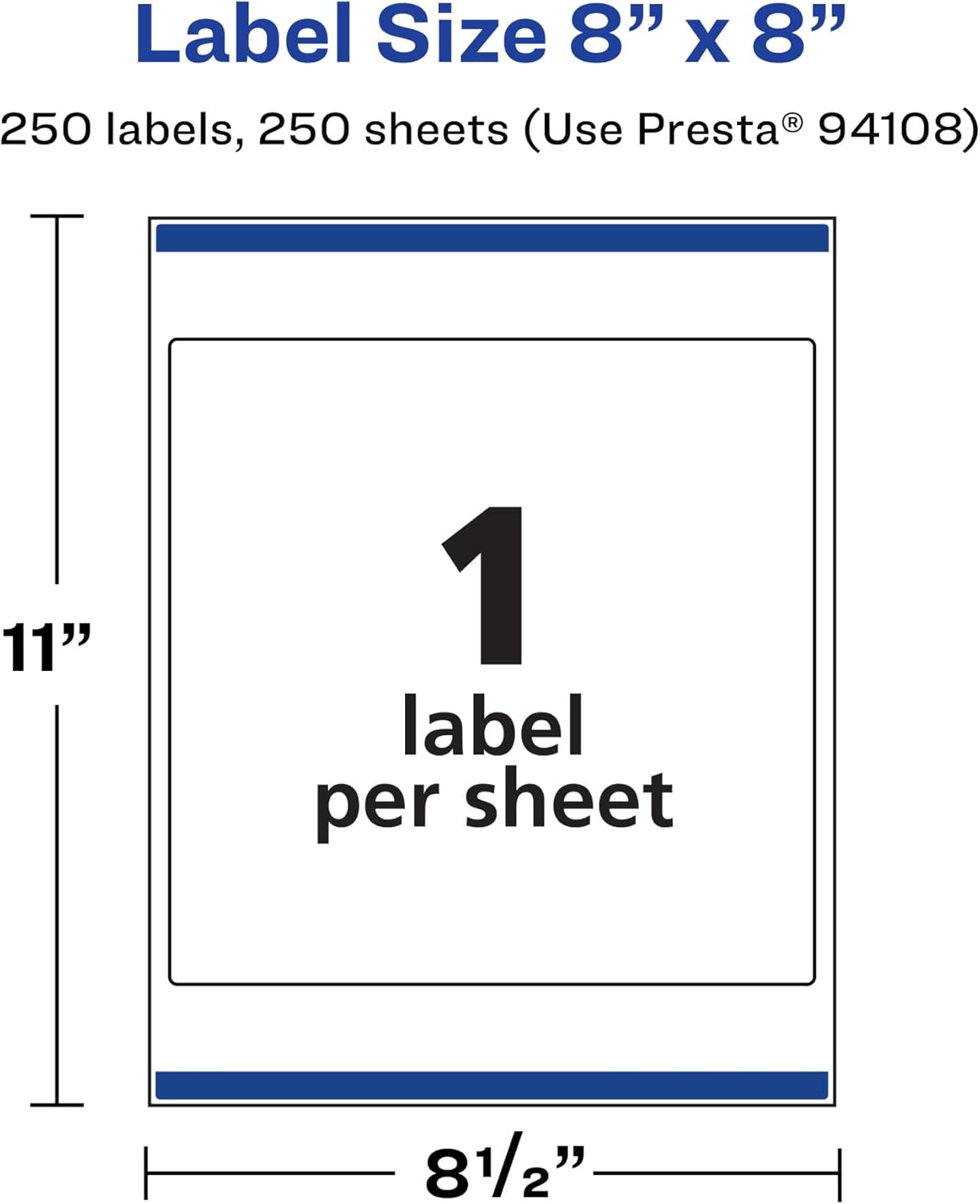 Avery Matte White Square Labels, Sure Feed Technology, 8" x 8"