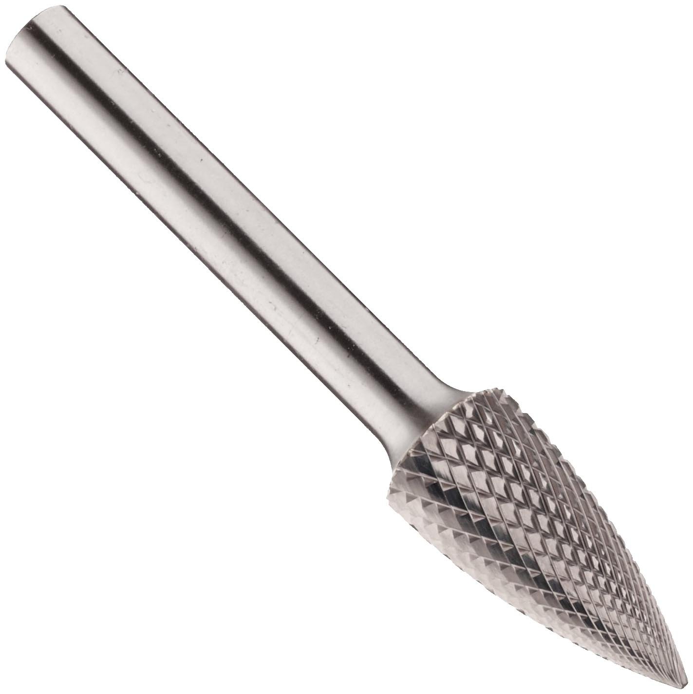 Tough Carbide Bur - Tree Shape (Pointed) DBL Cut (3R) - 3/8" x 3/4" x 1/4" Shank