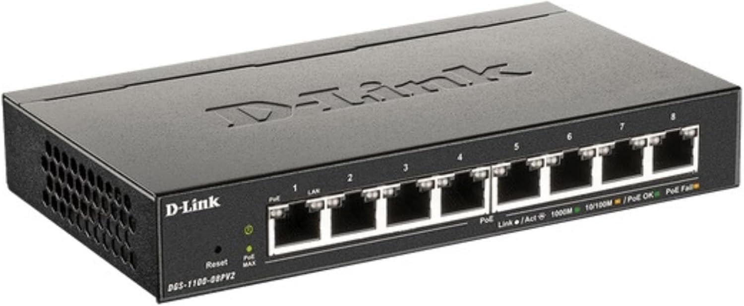 D-Link 8-Port Gigabit Smart Managed PoE+ Switch | 8 PoE+ Ports (64W) |L2| VLANs| Cable Diagnostics | Web Managed | Desktop