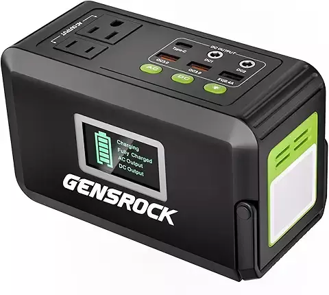 GENSROCK - Estación de energía portátil de 120 W, generador solar para exteriores de 88 Wh, batería de litio con salida de CA de 110 V/120 W (pico de 150 W) QC 3.0, tipo C, linterna LED para CPAP