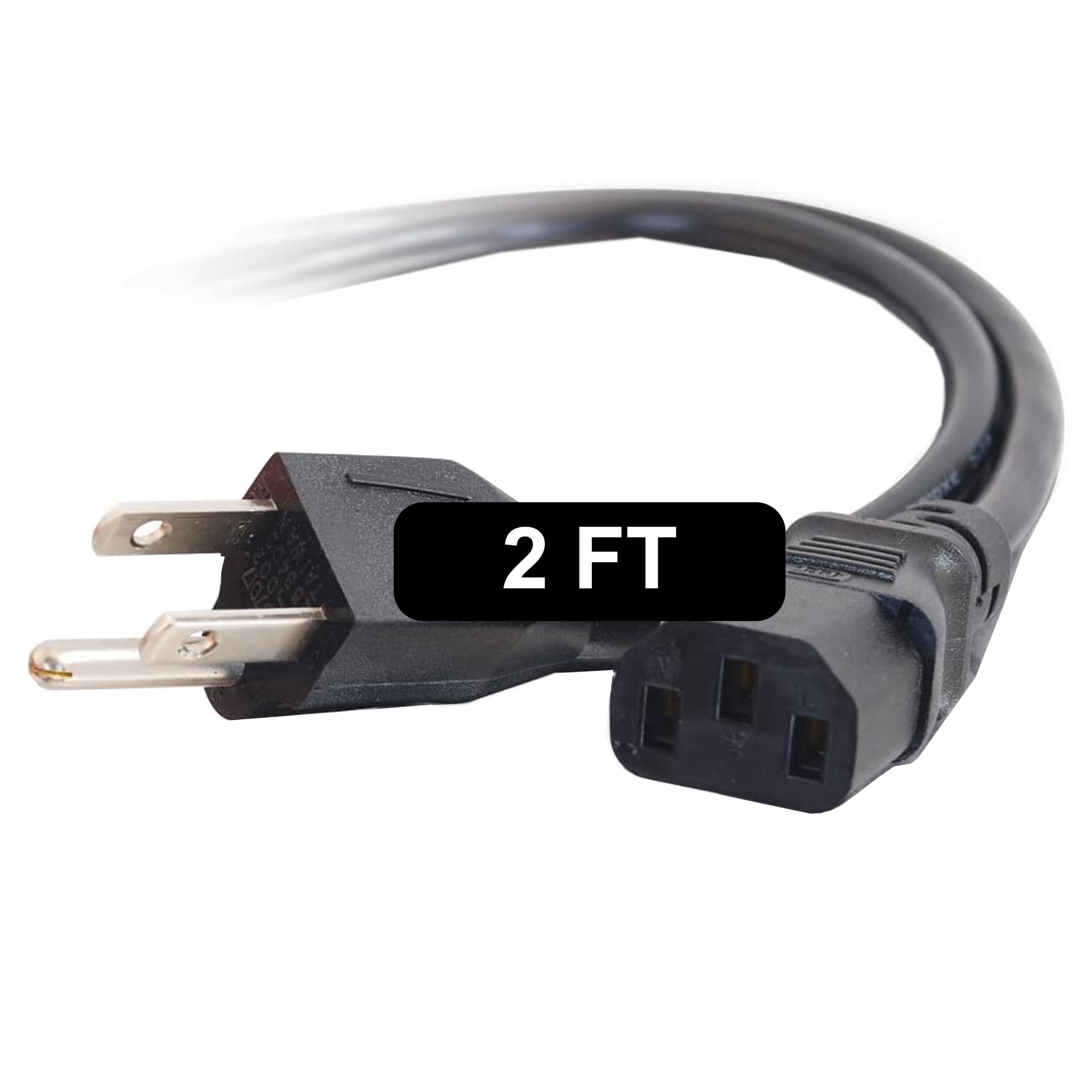 C2G 2FT Premium Replacement AC Power Cord - Durable Power Cable for TV, Computer, Monitor