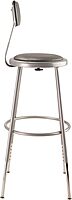 National Public Seating 6424HB Grey Steel Stool with Vinyl Upholstered Seat Adjustable and Backrest, 25"-33"