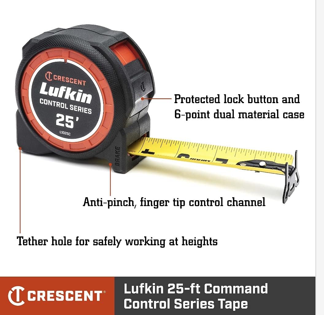 Crescent Lufkin 1-3/16 x 25' Command Control Series Yellow Clad Tape Measure - L1025C-02