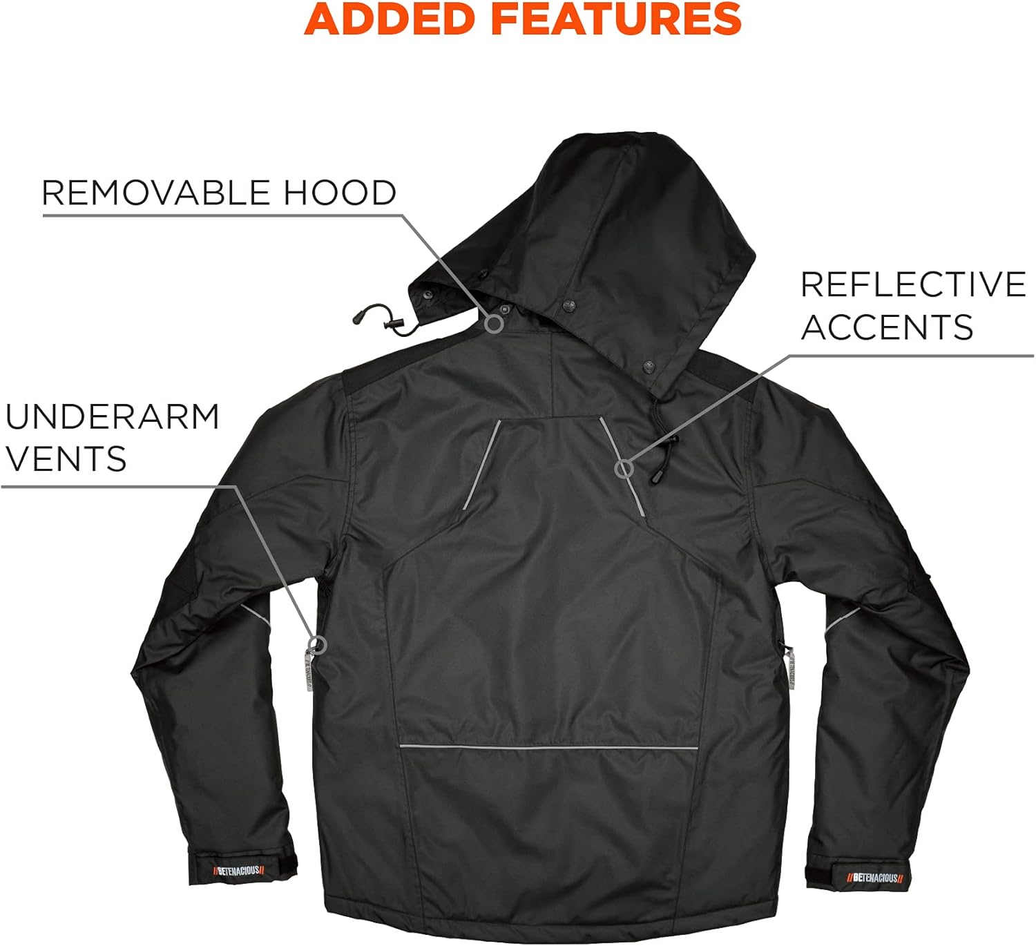 ERGODYNE N-FERNO 6467 Winter Work Jacket, Workwear Outerwear, Thermal Insulation, Removable Hood