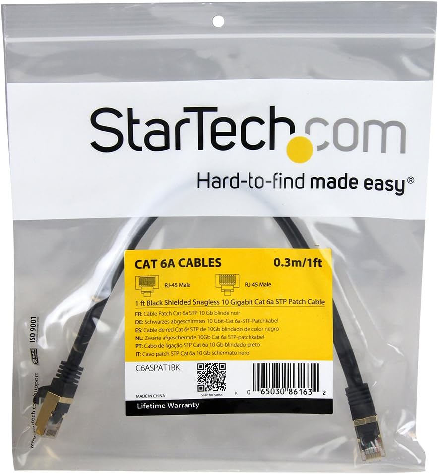 StarTech.com CAT6a Shielded Snagless RJ45 10 Gigabit Ethernet Patch Cable