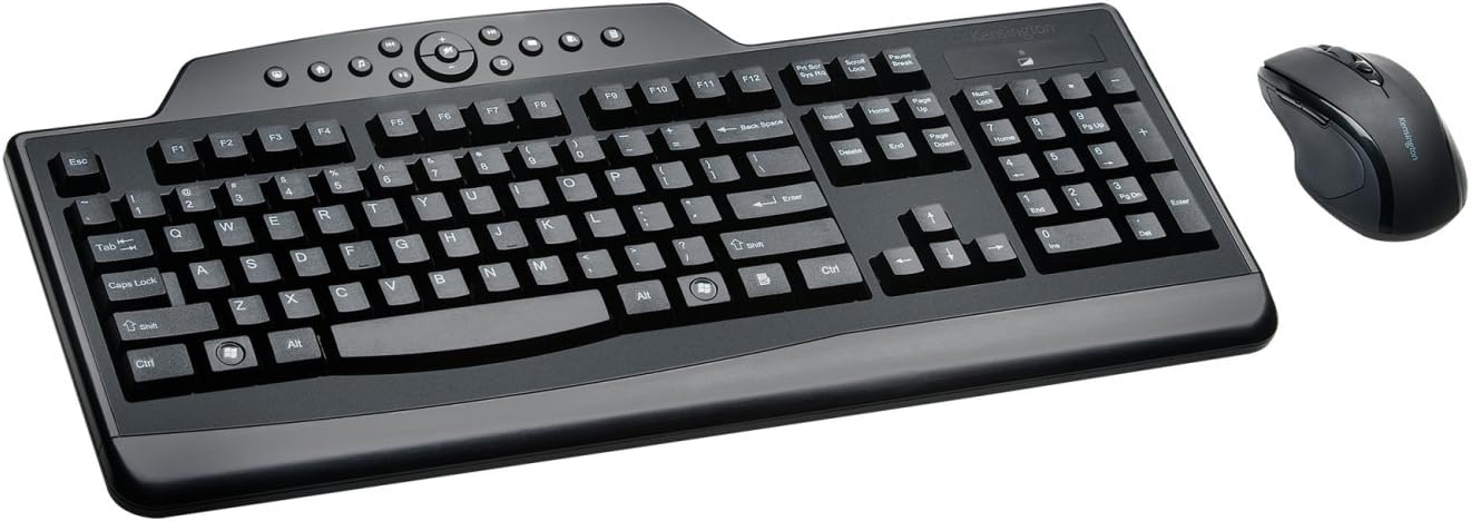 Kensington Pro Fit Wireless Media Desktop Set with Keyboard and Mouse (K72408US), Black