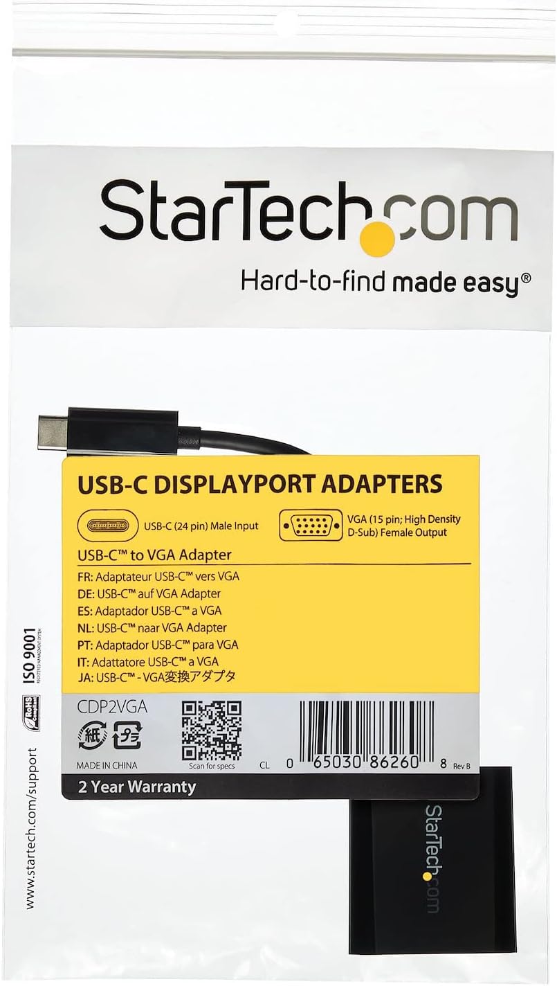 StarTech.com USB-C to VGA Adapter - Thunderbolt 3 Compatible