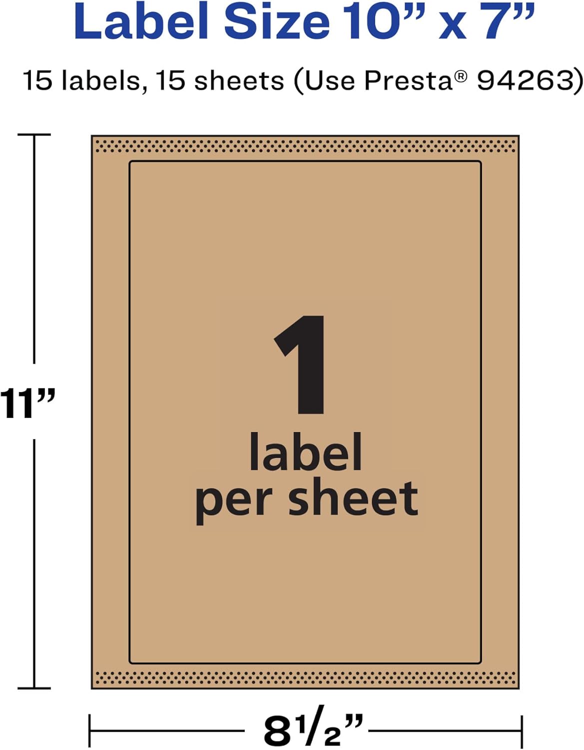 Avery Kraft Brown Rectangle Labels, Sure Feed Technology, 10" x 7", 15 Kraft Brown Labels, Laser/Inkjet Printable 15 labels