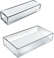 Azar Displays Deluxe Tray 3-Piece Set, Narrow Trays/Large Tray, Clear