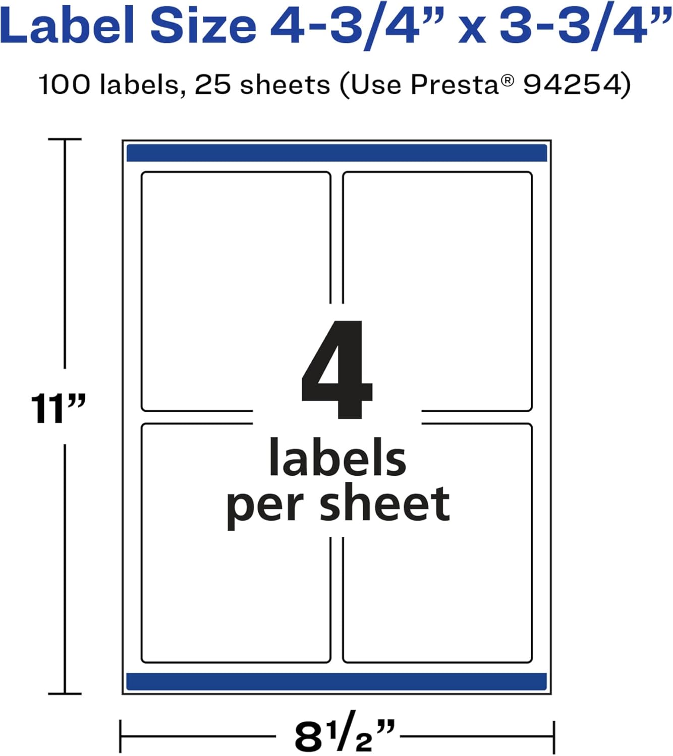 Avery Glossy White Rectangle Labels, Sure Feed Technology, 4.75 x 3.75, Print-to-The-Edge, Permanent Adhesive