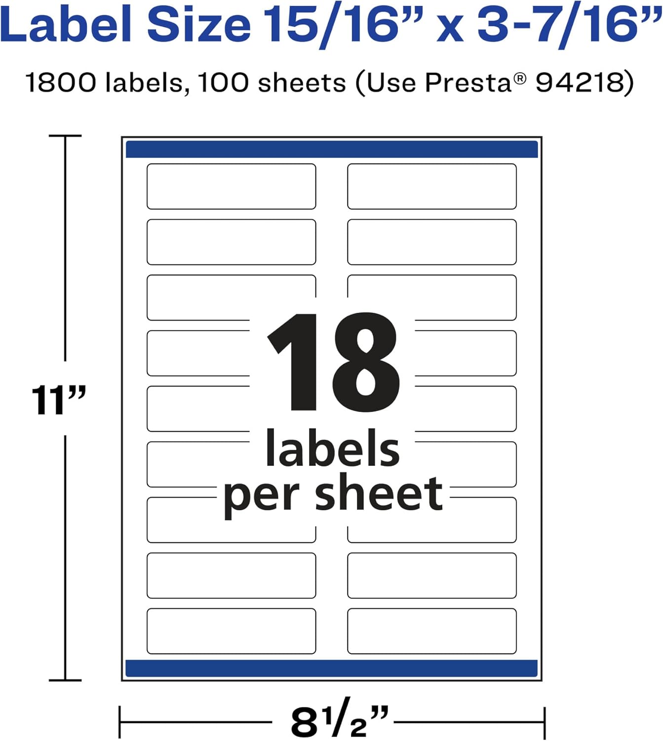 Avery Matte White Rectangle Labels, Sure Feed Technology, 15/16 x 3-7/16