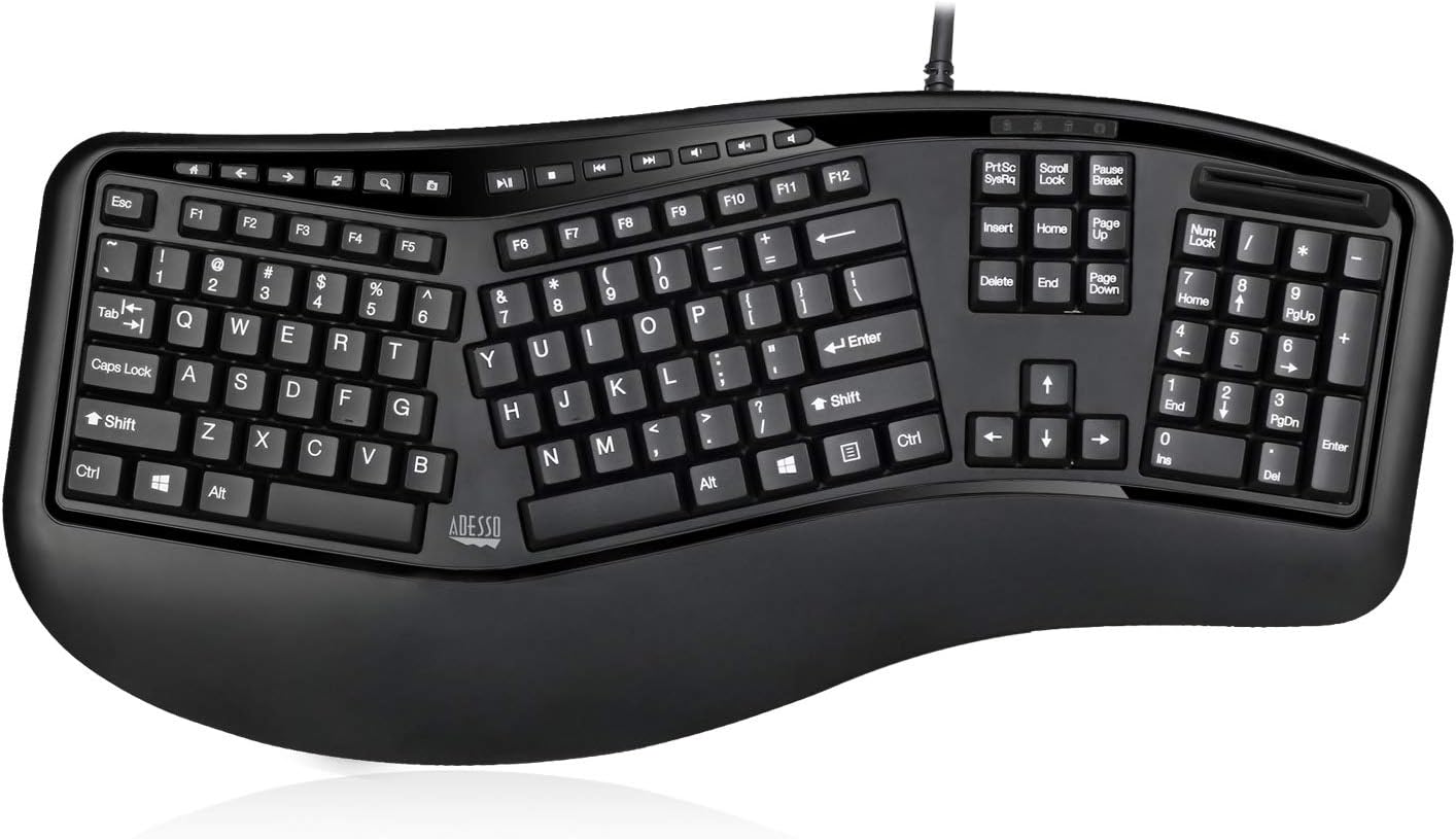 TruForm AKB-150SB-TAA Desktop Ergonomic Smart Card Reader Keyboard (TAA Compliant), Black