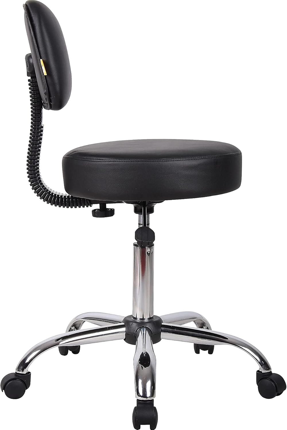 BOSS OFFICE PRODUCTS Medical Stool with Back, Antimicrobial Vinyl, Chrome Base