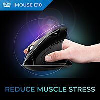 iMouse E10 - Vertical Ergonomic Optical 6-Button 2.4 GHz RF Wireless Mouse - Right Hand Orientation, Black