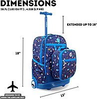 J World New York Unisex Kid's Duo Rolling Backpack with Lunch Box Set, Spaceship, One Size One Size Spaceship