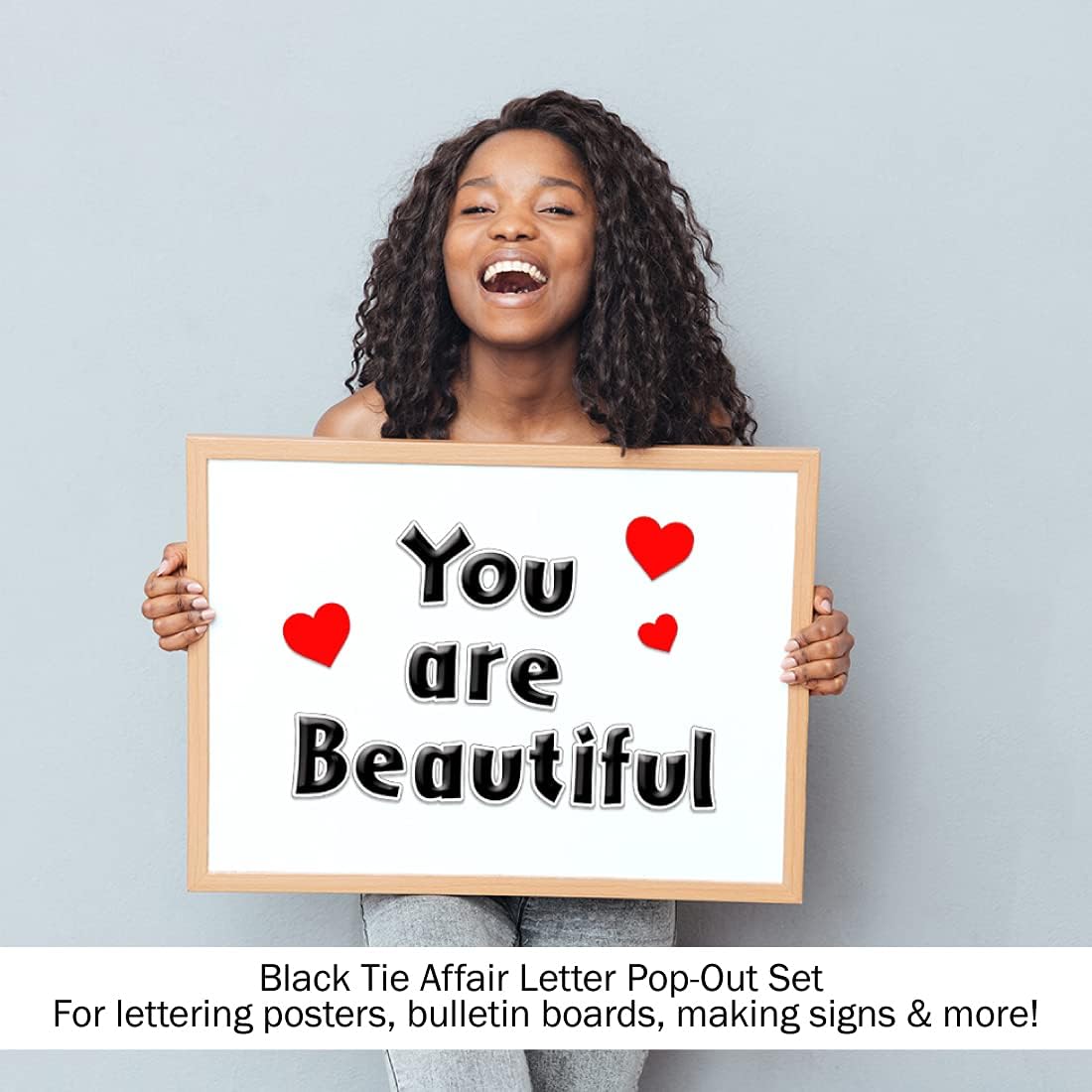 Barker Creek Letter Pop-Outs, 4" Black Tie Affair, Classy Black Designer Letters for Bulletin Boards, Breakrooms